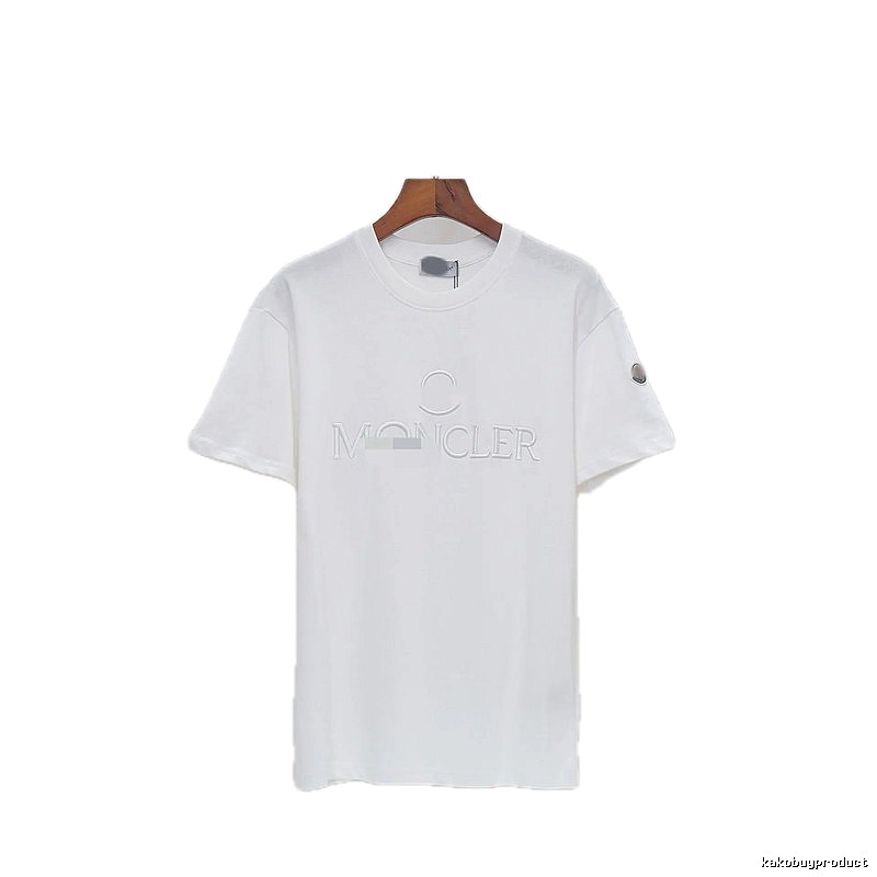Moncler Embossed Casual Style White Short-sleeve T-shirt