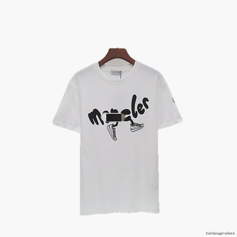 Moncler Graffiti Collection Casual Style White T-Shirt