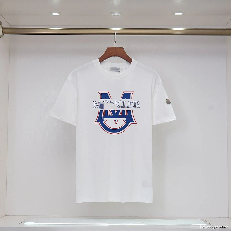 Moncler Large M Printed Casual Style White T-Shirt