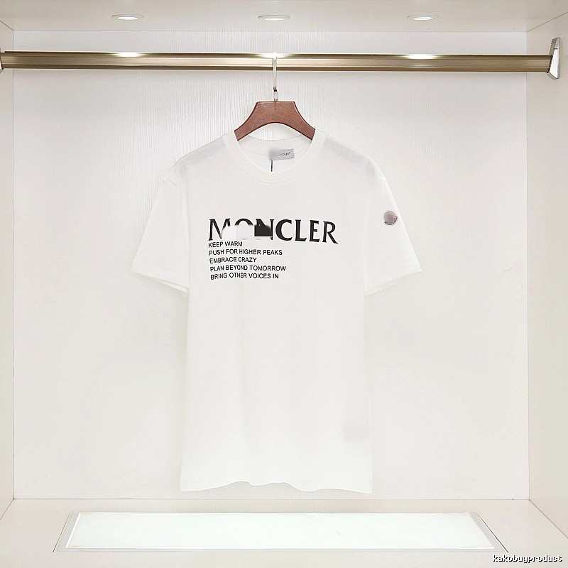 Moncler Letter Print Casual Style White T-Shirt