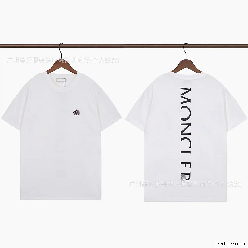 Moncler Letter Print Trendy Style White T-Shirt