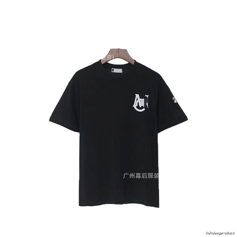 Moncler Printed Casual Style Black T-Shirt