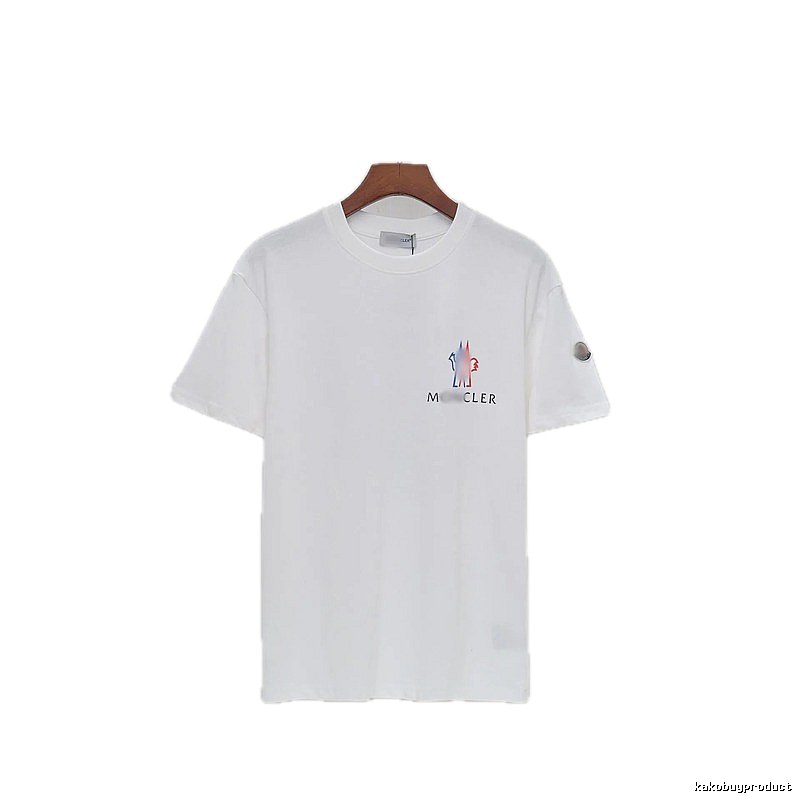 Moncler Printed Casual Style White Short-sleeve T-shirt