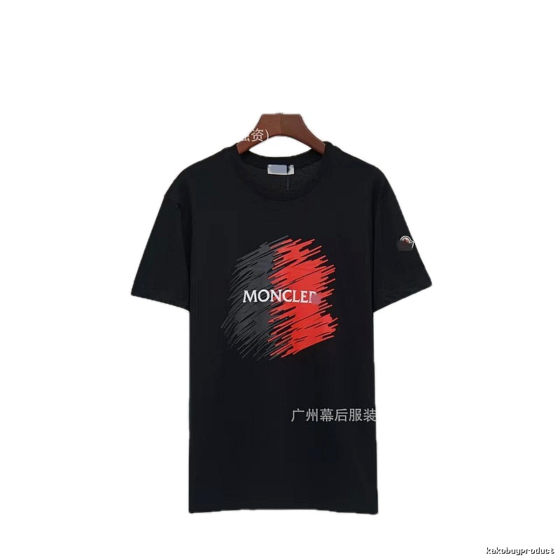 Moncler Printed Trendy Style Black Short-sleeve T-shirt
