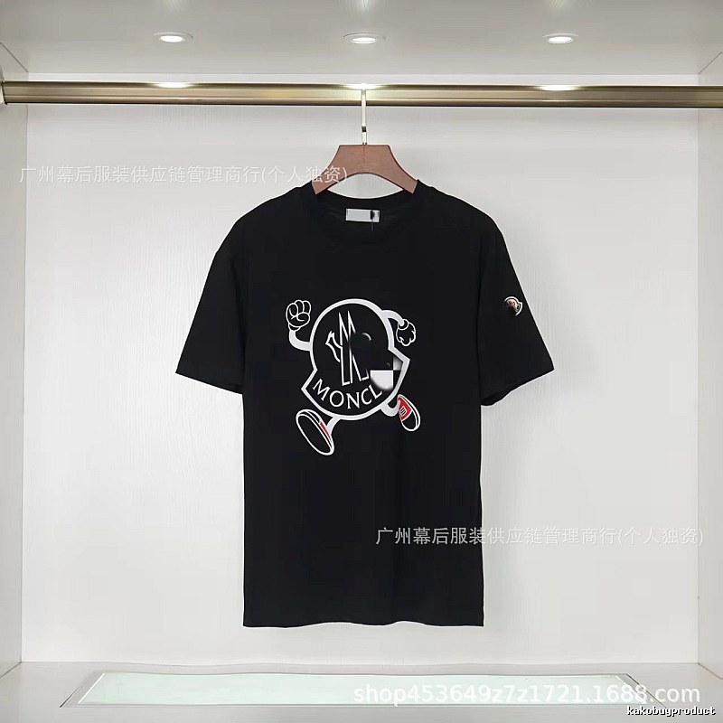 Moncler Trendy Black Cartoon Print Short-sleeved T-shirt
