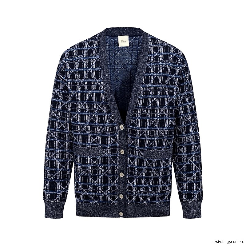 Navy Dior Button-front Cardigan for Layered Winter Looks