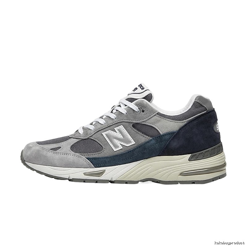 New Balance retro-style grey-blue sports shoes
