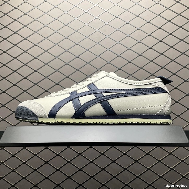 Onitsuka Tiger Low-Top Sneakers, White and Navy and Retro Court Shape