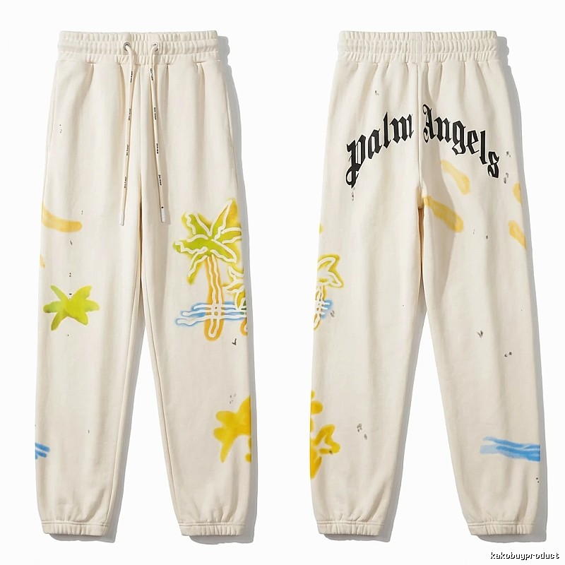 Palm Angels Graffiti Style White Sweatpants