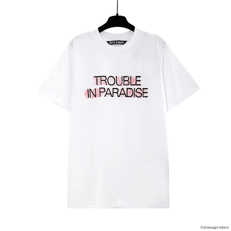 Palm Angels Streetwear Logo T-shirt White Palm Tree with Practical Shape