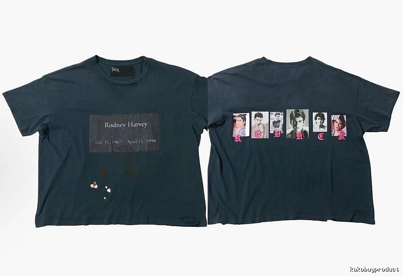 Paly Hollywood Distressed Portrait Print Navy Blue T-Shirt