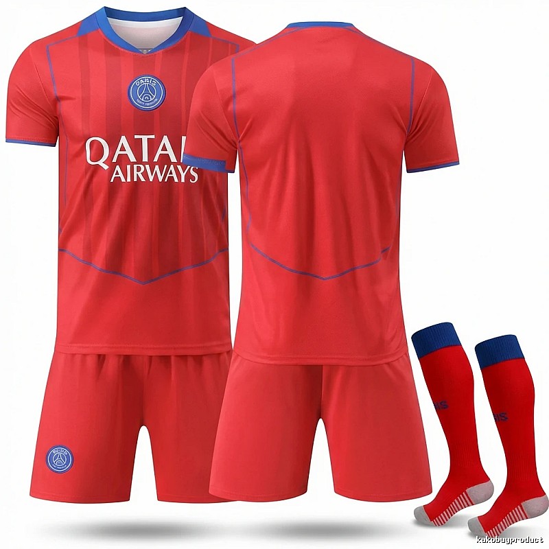Paris Saint-Germain red and blue football jersey
