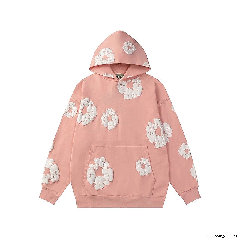 Peach Pink Floral Pullover Hoodie