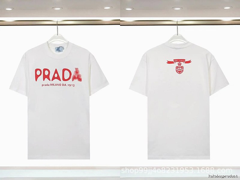 Prada Graffiti Collection Casual Style White Short-sleeve T-shirt