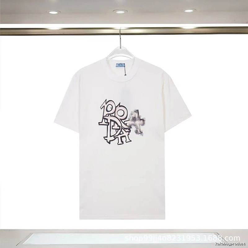 Prada Overlapping Print Street Style White Short Sleeve T-Shirt