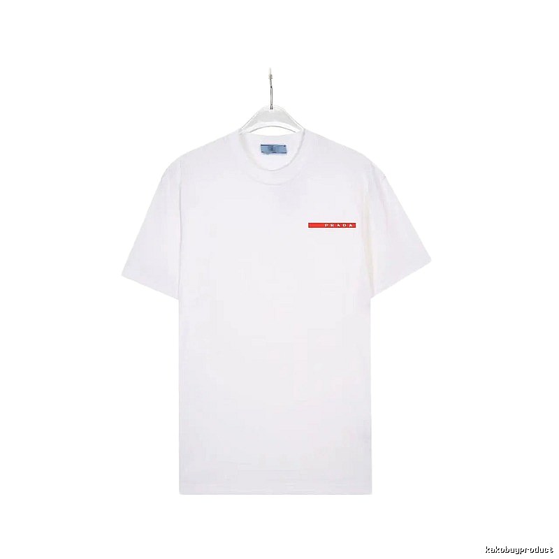 Prada Red Label Minimalist Style White Short-sleeve T-shirt