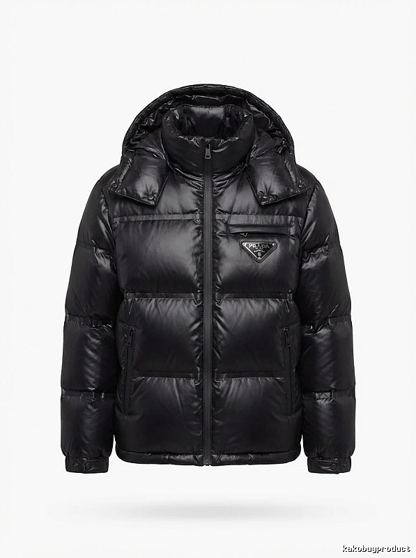 Prada triangle logo black down jacket