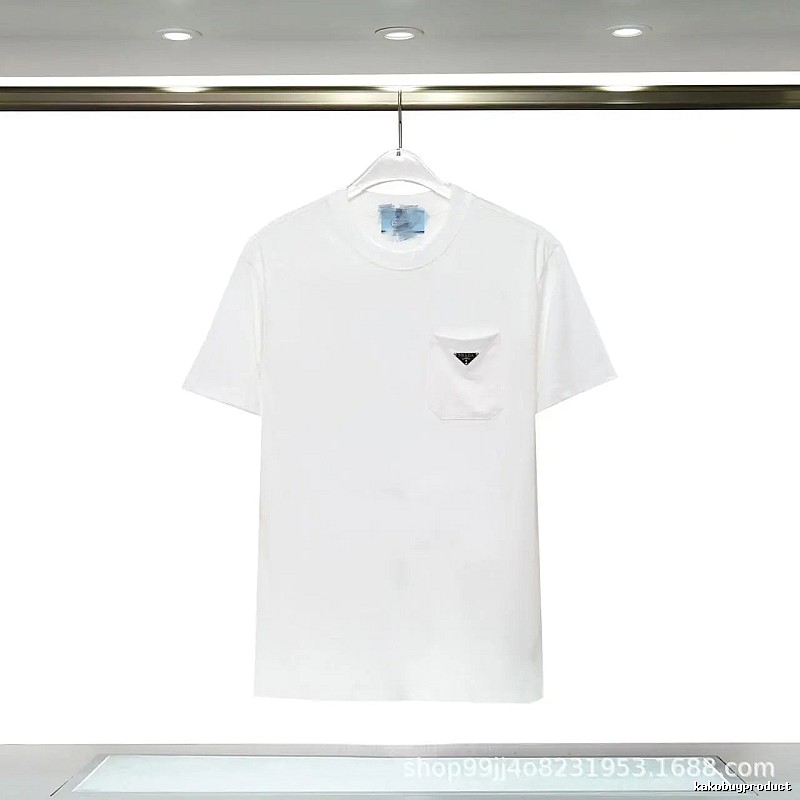 Prada Triangle Logo Minimalist Style White Short-sleeve T-shirt