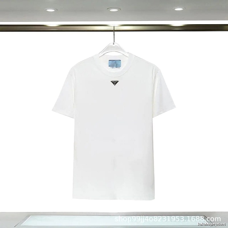 Prada Triangle Logo Minimalist Style White T-Shirt