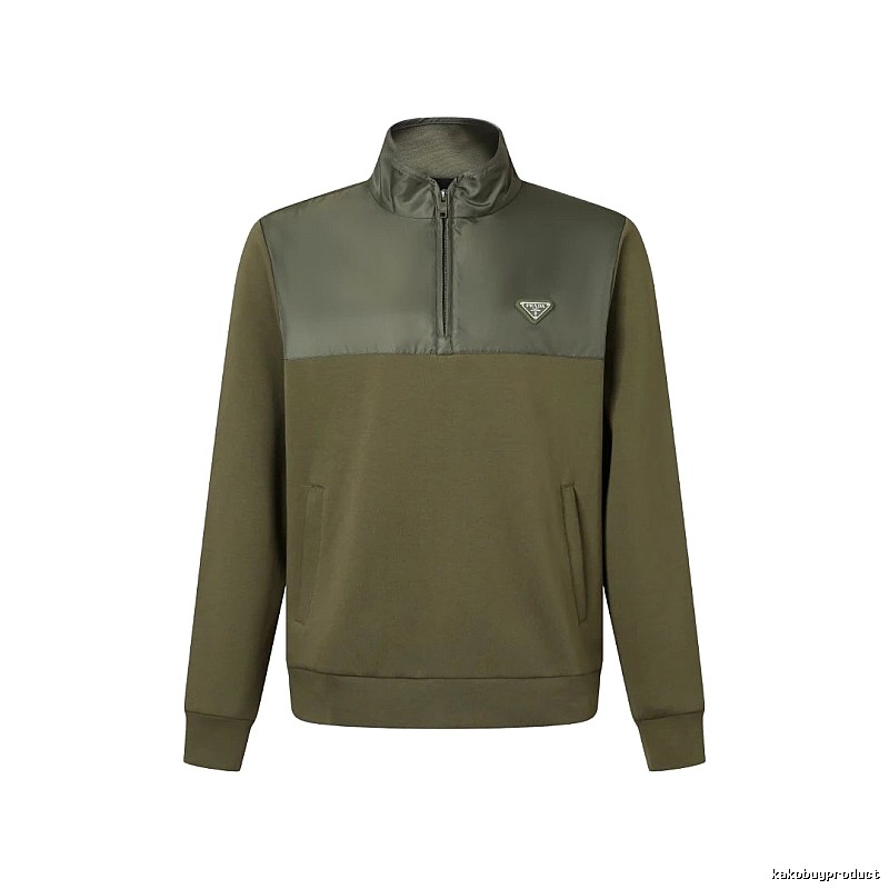 Quarter Zip Sweatshirt by Prada with Olive Quarter Zip Sweatshirt with