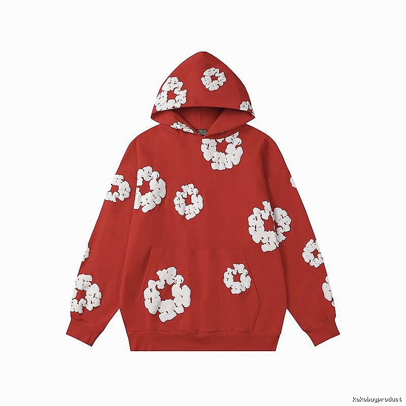 Red Flower Print Hoodie Daily Layer