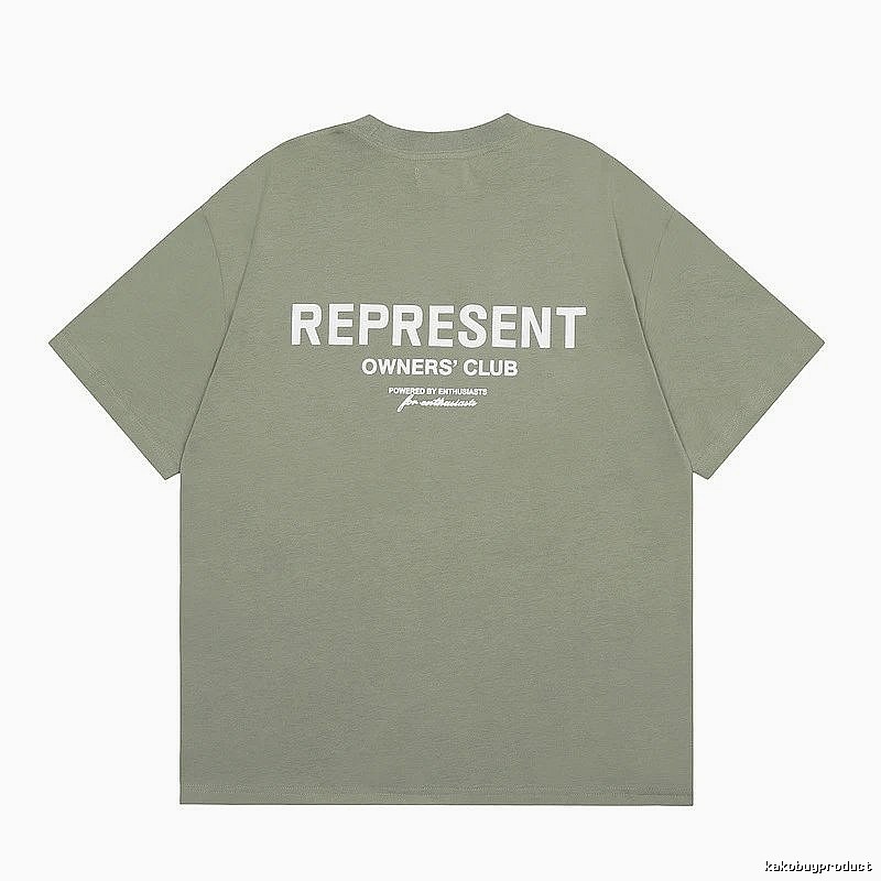 Represent Army Green Style 868 Owners Club T-Shirt Signature Detail Logo