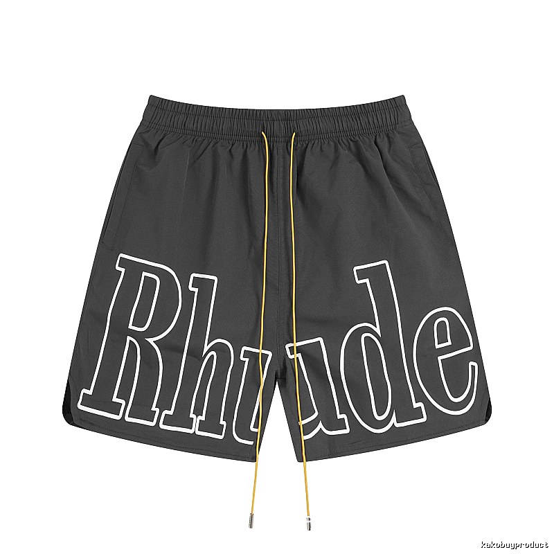 RHUDE letter-style black shorts
