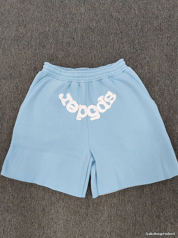 Sp5der Foam Print Street Style Light Blue Shorts
