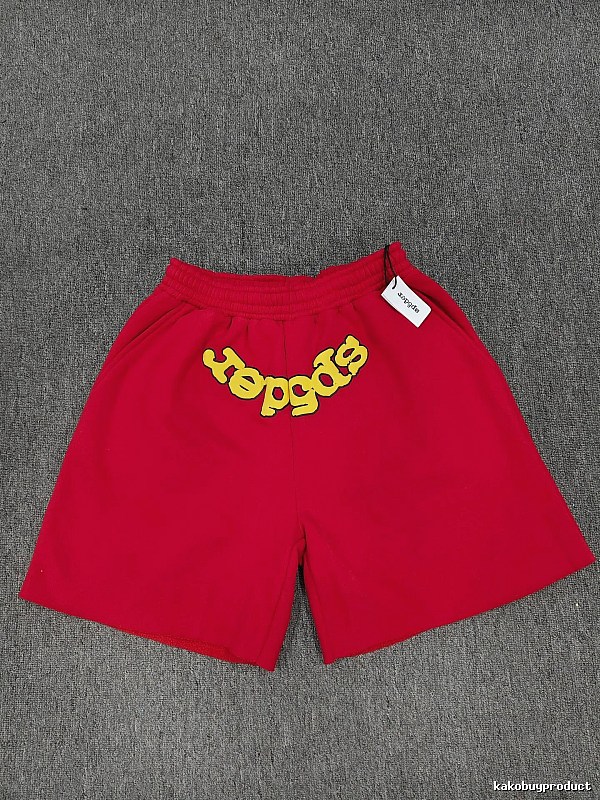 Sp5der Foam Print Street Style Red Casual Shorts