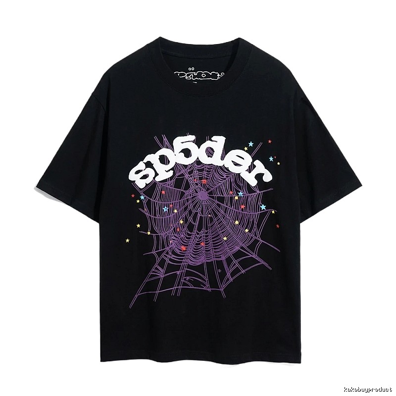 Sp5der Spider Web Print Black Trendy T-shirt