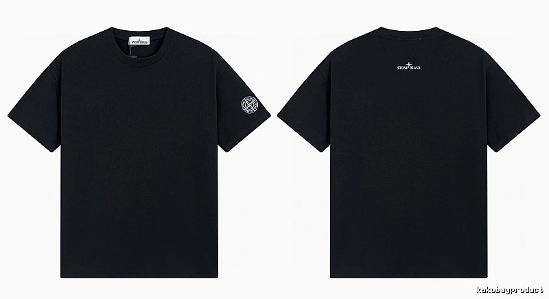 Stone Island Badge Techwear Style Black Short Sleeve T-Shirt
