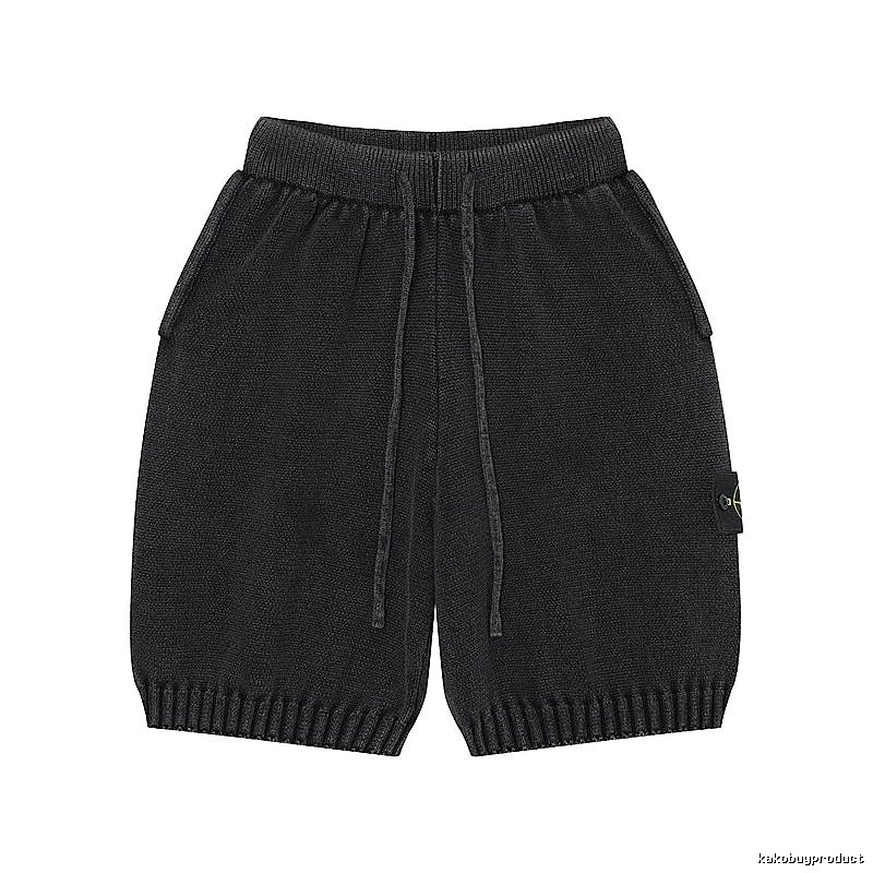 Stone Island Classic Street Style Carbon Black Knit Shorts