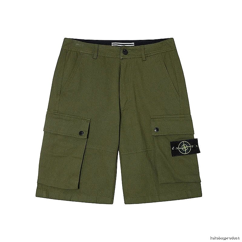 Stone Island Compass Workwear Style Army Green Cargo Shorts