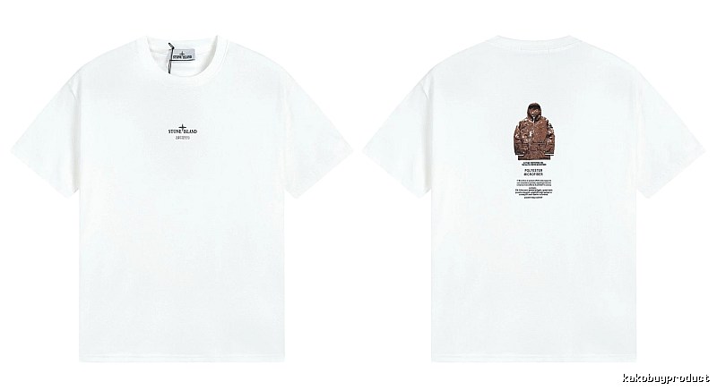 Stone Island Printed Functional Style White Short Sleeve T-shirt
