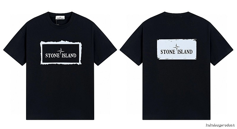 Stone Island Printed Street Style Black T-Shirt