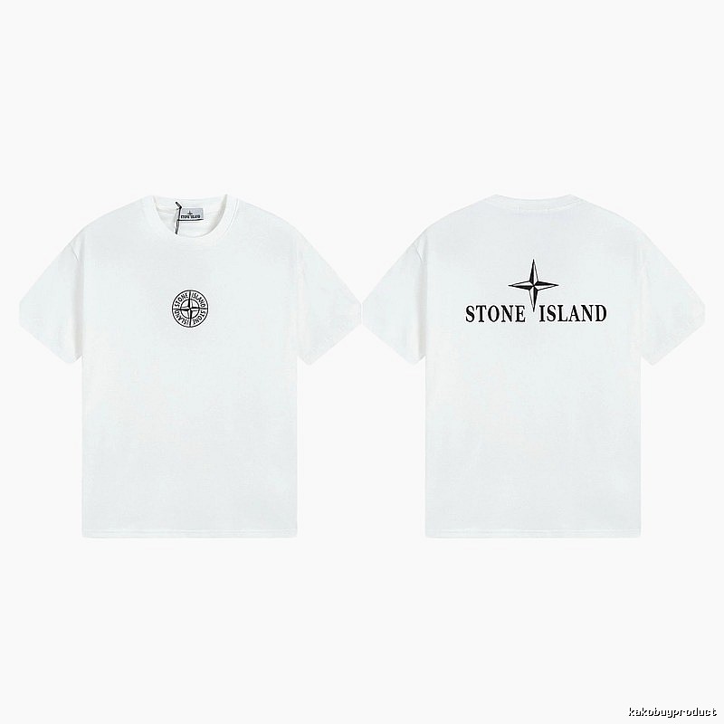 Stone Island Printed Street Style White Short Sleeve T-shirt