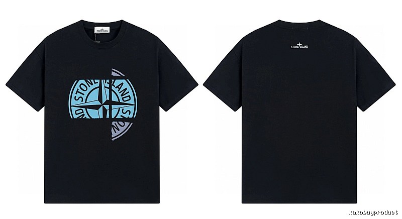 Stone Island Split Compass Street Style Black T-Shirt