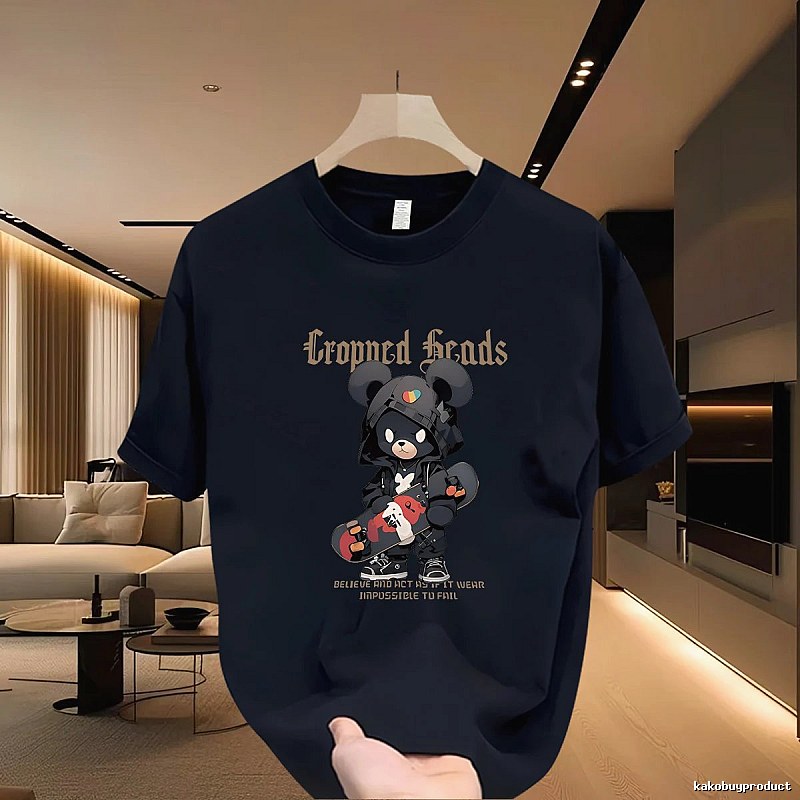 Streetwear Brand Bearbrick Skateboarding Street Style Navy Blue T-Shirt
