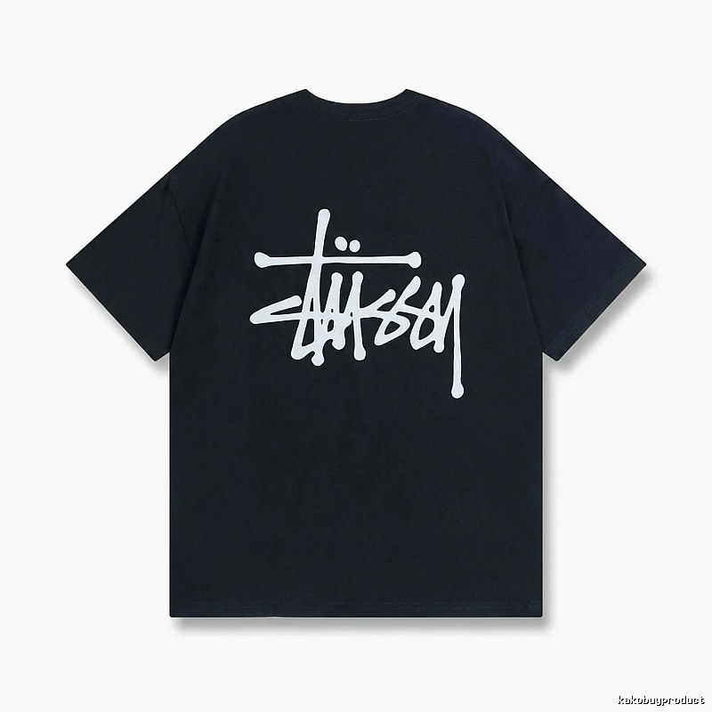 Stussy basic street style black T-shirt