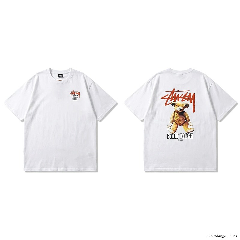 Stussy bear print white T-shirt
