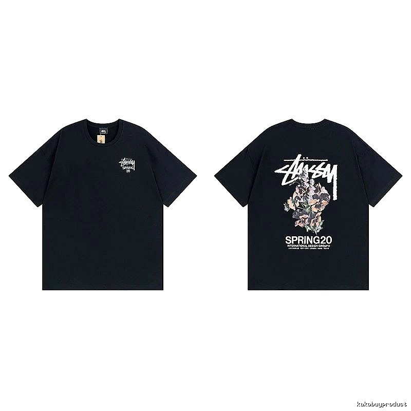 Stussy Black Spider Graphic T-Shirt Warm Weather Logo