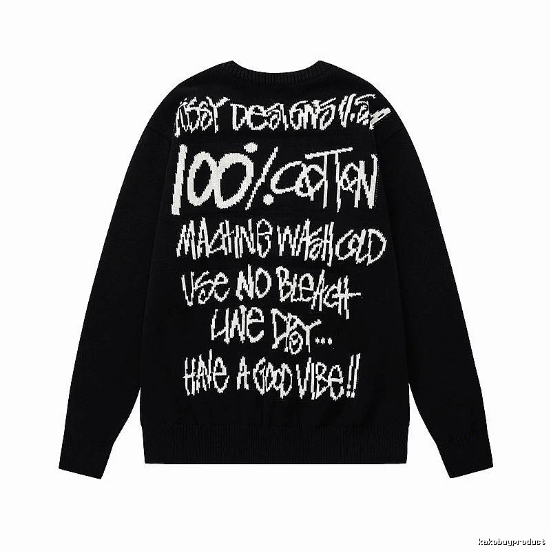 Stussy Black Swirl Graphic SweatShirt Relaxed Styling