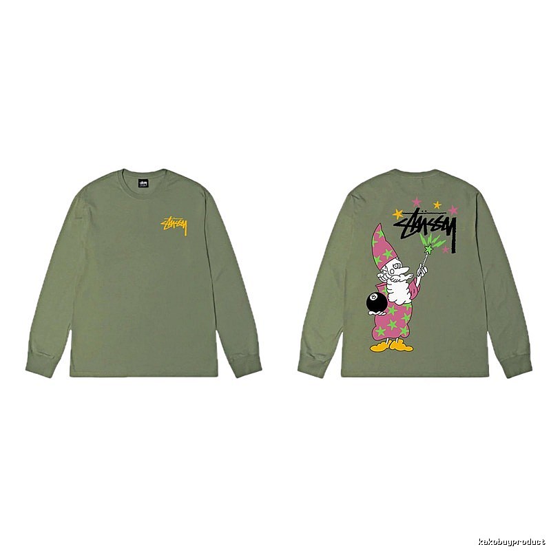Stussy Cartoon Fun Style Olive Green Sweatshirt