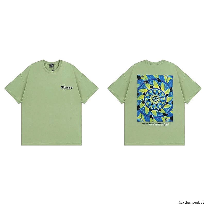 Stussy Green Spider Graphic T-Shirt Outdoor Days Logo