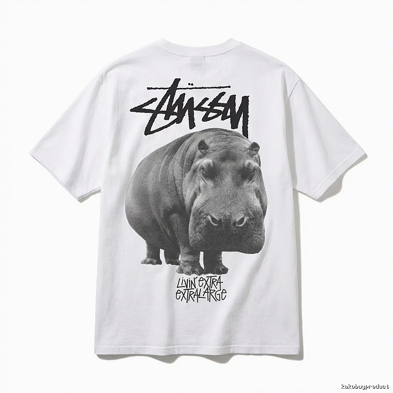 Stussy Hippo Trendy and Cool Style White T-shirt