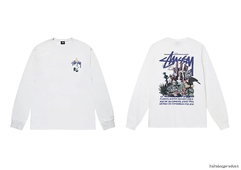 Stussy printed trendy white long-sleeve