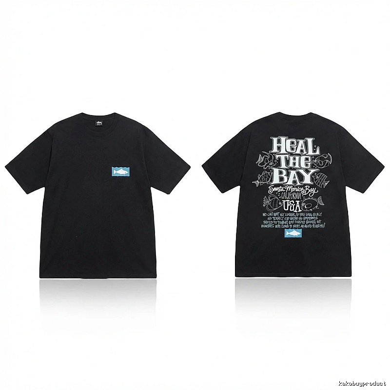 Stussy retro-style black short-sleeve