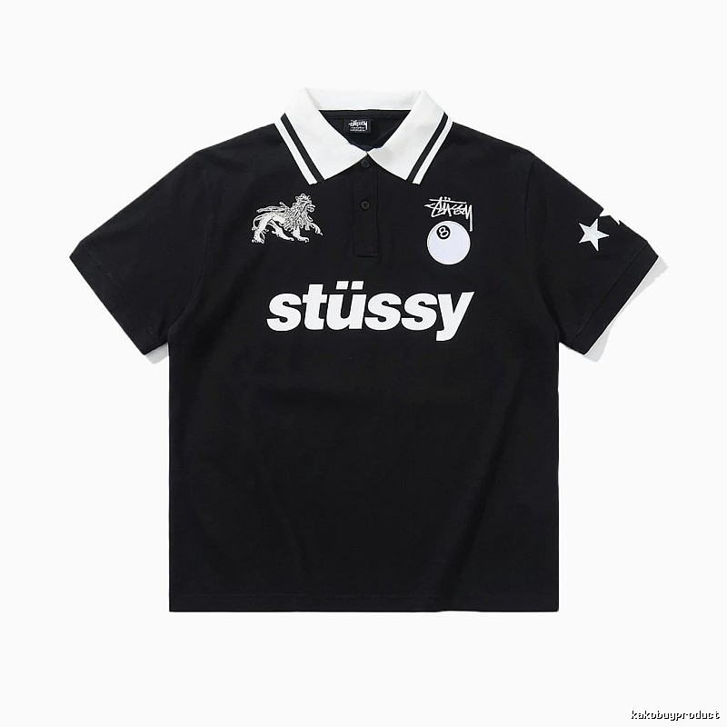 Stussy Trendy Style Black Polo Shirt