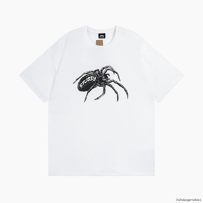 Stussy White Spider Graphic T-Shirt Daily Styling Logo