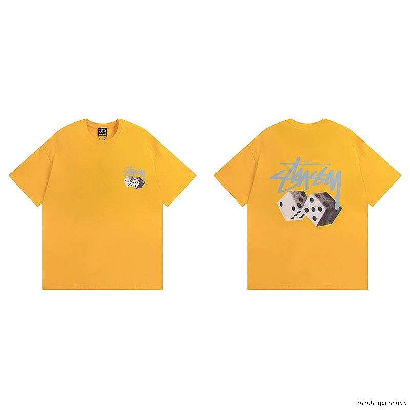 Stussy Yellow Spider Graphic T-Shirt Summer Styling Logo
